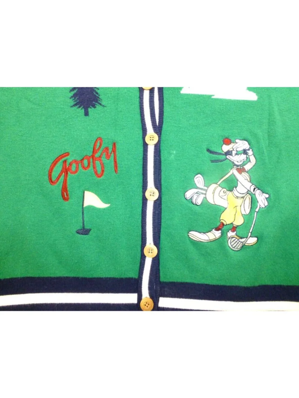 Disney Goofy Golf Sweater Cardigan Green 3X Button-Up Knit Mens Oversized Retro - Picture 3 of 16